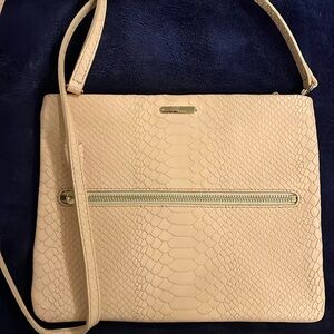 Gigi New York crossbody, rare light pink snakeskin material